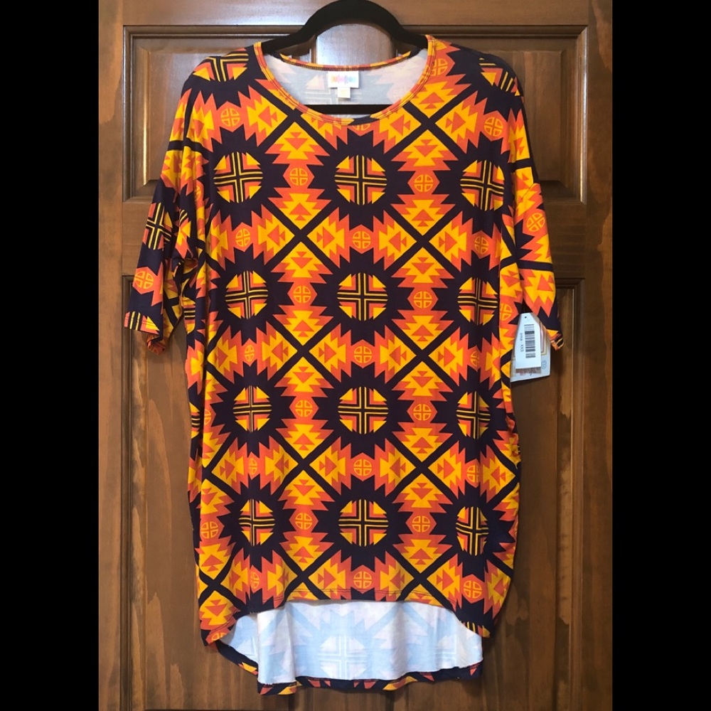 NWT LuLaRoe Irma Tunic- Bold Fun Colors of Orange and Gold - Size XXS